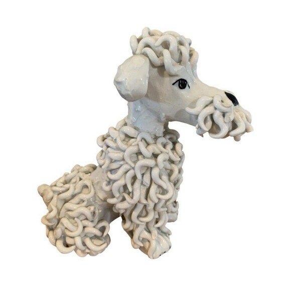 Italian Spaghetti Vintage Mid Century Ceramic Porcelain Poodle Dog Italy 5” - Picture 4 of 6